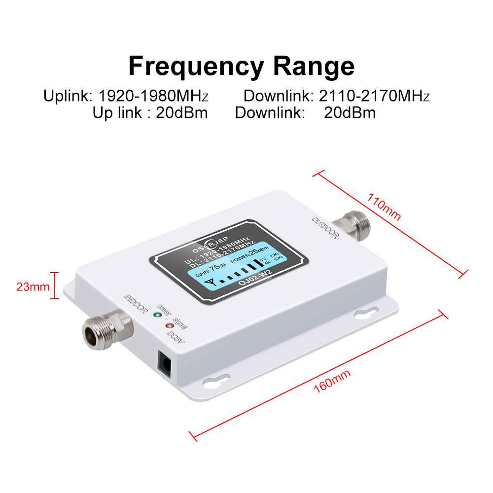 Mini impulsionador do sinal do LCD para o móbil, amplificador 3G LTE, WCDMA e UMTS, 2100 MHz, 2100 MHz