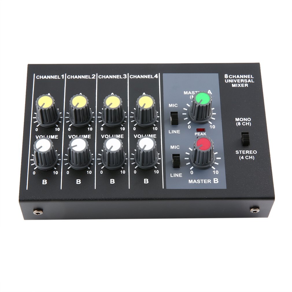 8 Channel Digital Mixing Console Karaoke Universal Mixer Console Mono/Stereo Microphone Mixer Console Adjusting Panel