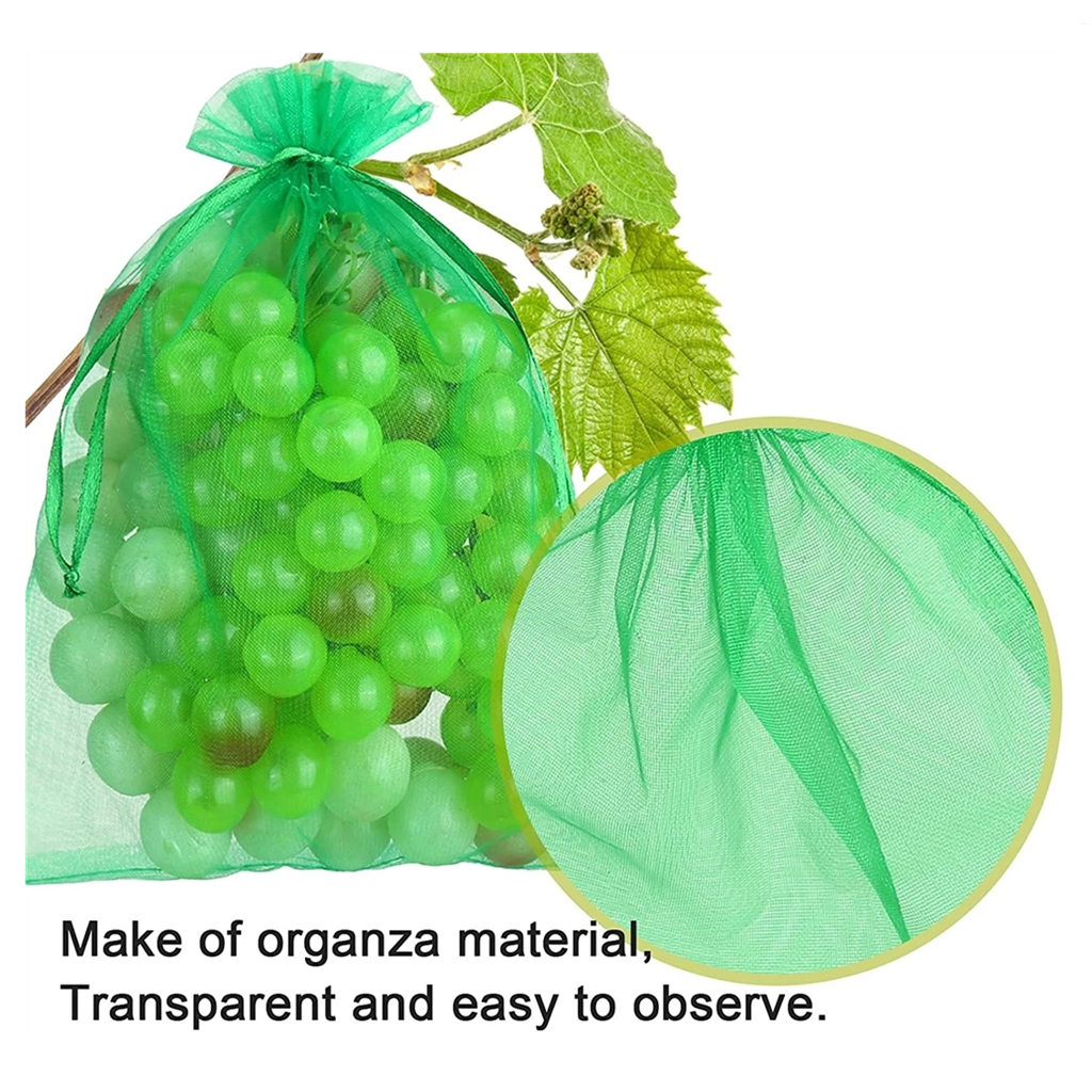 Bolsas de red de protección de frutas con cordón, bolsas reutilizables para cultivo de uvas, cubierta de fresa, bolsas de malla para Control de plagas, 50/100 Uds.