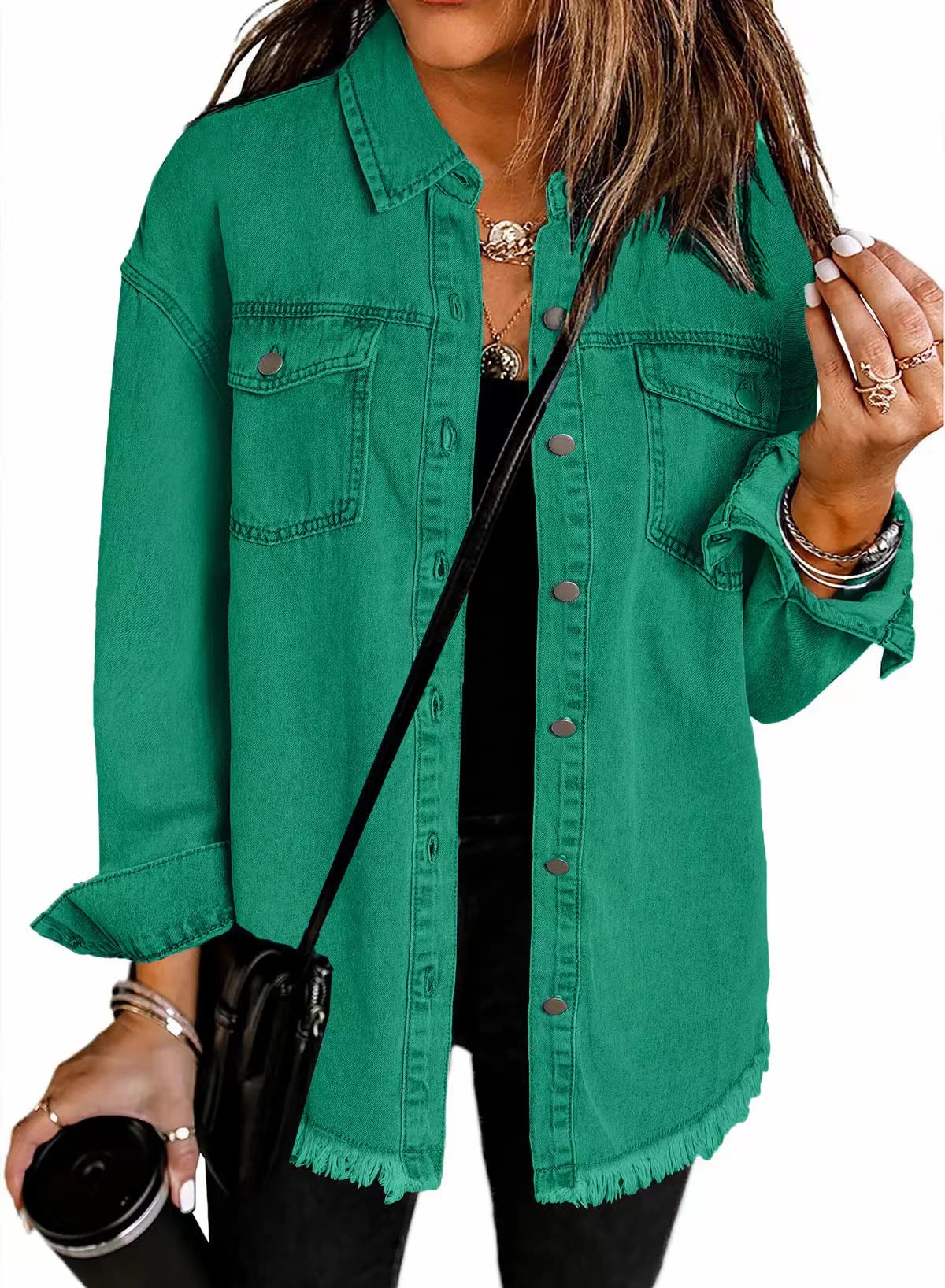 Camisas vaqueras holgadas informales lisas para mujer, camisas y blusas Vintage de gran tamaño para mujer, Tops juveniles a la para otoño 2025