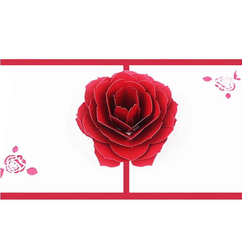 3D Pop-Up Cards Birthday Card Red Rose Shape Birthday Cake Greeting Card Postcards Card