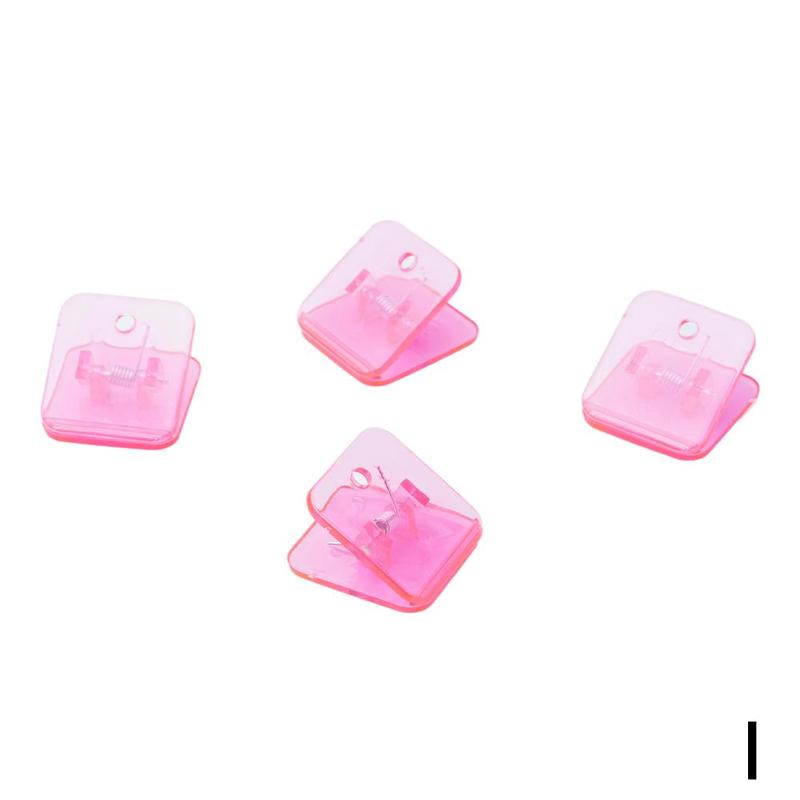 4Pcs Multicolor Acrylic Clamp Paper Clips Ticket Holder Paper Documents Organizer Bookmark Binder Clip: Pink