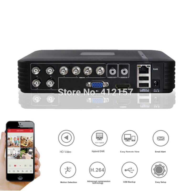 Cctv security 8ch dvr ahd 720p 1080n 1080p 5- in -1 hybrid cvi tvi analog hd ip kamera hvr nvr videooptager  p2p mobil visning hdmi