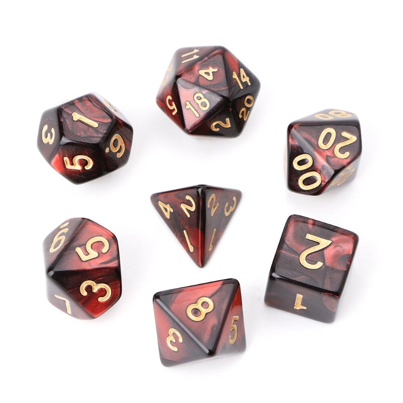 26/7Pcs Acrylic Dice Digital Dice Black Purple Gold Points D4 D6 D8 D10 D12 D20 KTV Bar Nightclub Entertainment Tools Adult Toys: C-BK