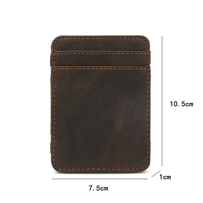 Vintage Mini Men&#39;s Crazy PU Leather Magic Wallet Small Coin Purse Credit Card Holder Slim Transparent ID Bag