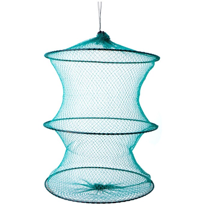 Folding Round Metal Frame Nylon Mesh Crab Crawdad Shrimp Minnow Bait Trap Cast Fish Net Fishing Landing Tackle accessory tool: 3 Rings