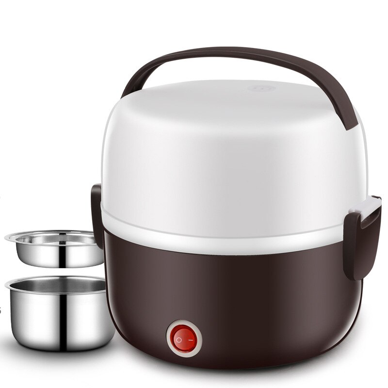 Mini Electric Rice Cooker Stainless Steel 2/3 Layers Steamer Portable Meal Thermal Heating Lunch Box Food Container Warmer 220V: Purple-2 Layer