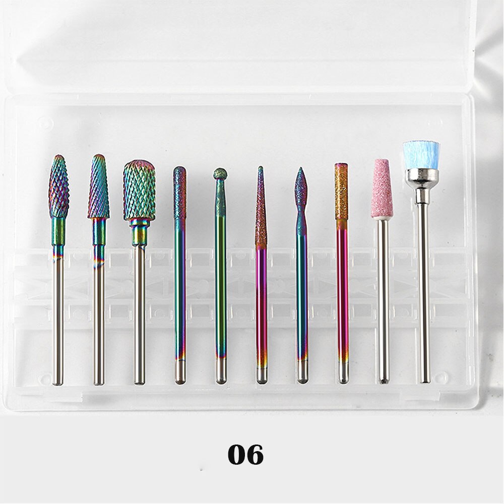 10Pcs/box Nail Drill Bits Electric Cuticle Clean Rotary For Manicure Pedicure Tungsten alloy Grinding Head Sander Tool: Drill-WG02-10Pcs-ZH6