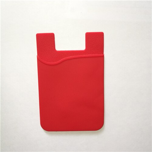 1PCS Silicone Card Cover Mobile Phone Back Pocket Women Men Card Case Elastic Non-slip Cell Phone Stick Adhesive Card Holder: Red