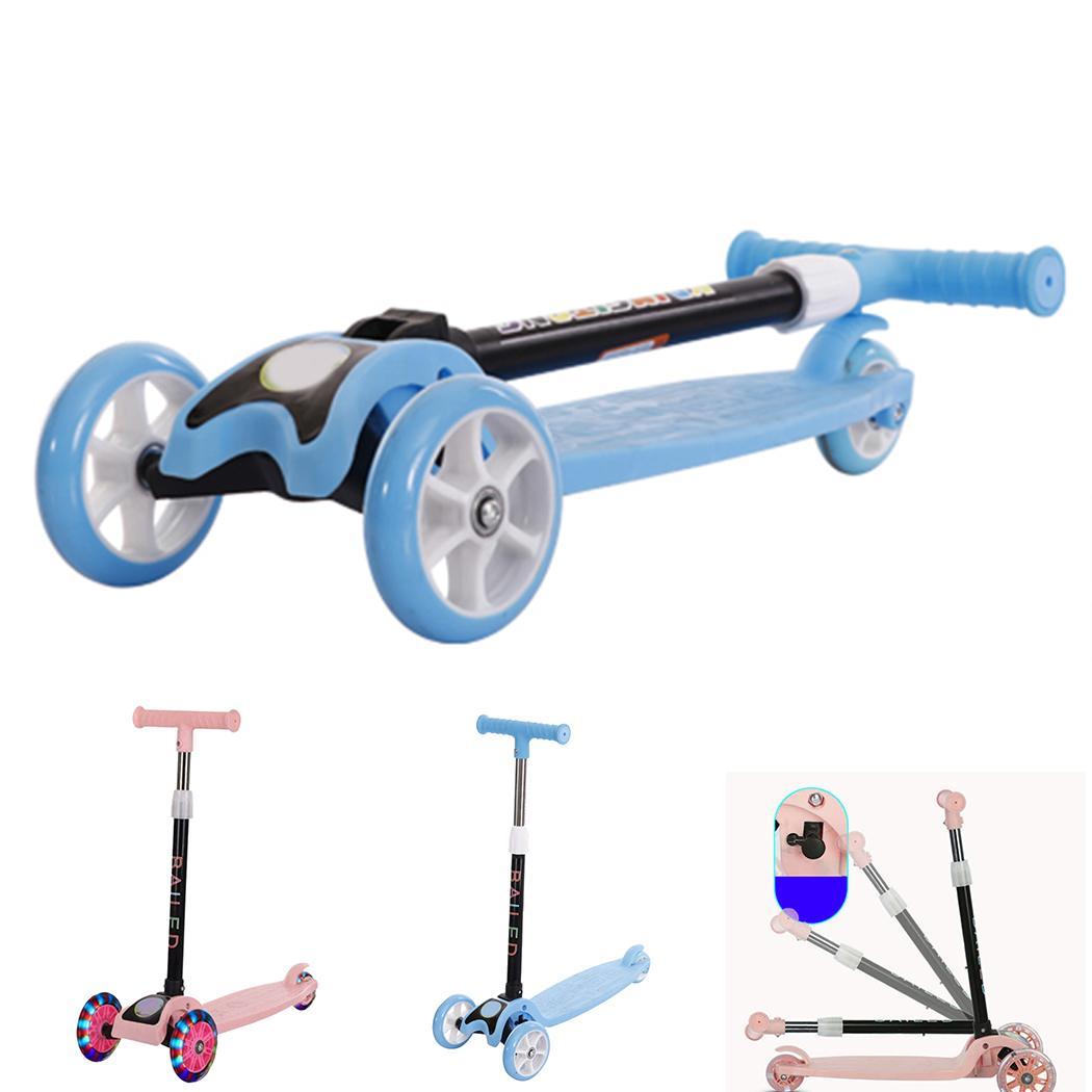 Kids Adjustable Height Kick Scooter 3 Wheels Wide Deck 2~8 Years old Back Brake 58-73cm/22.8-28.7inch Pedal