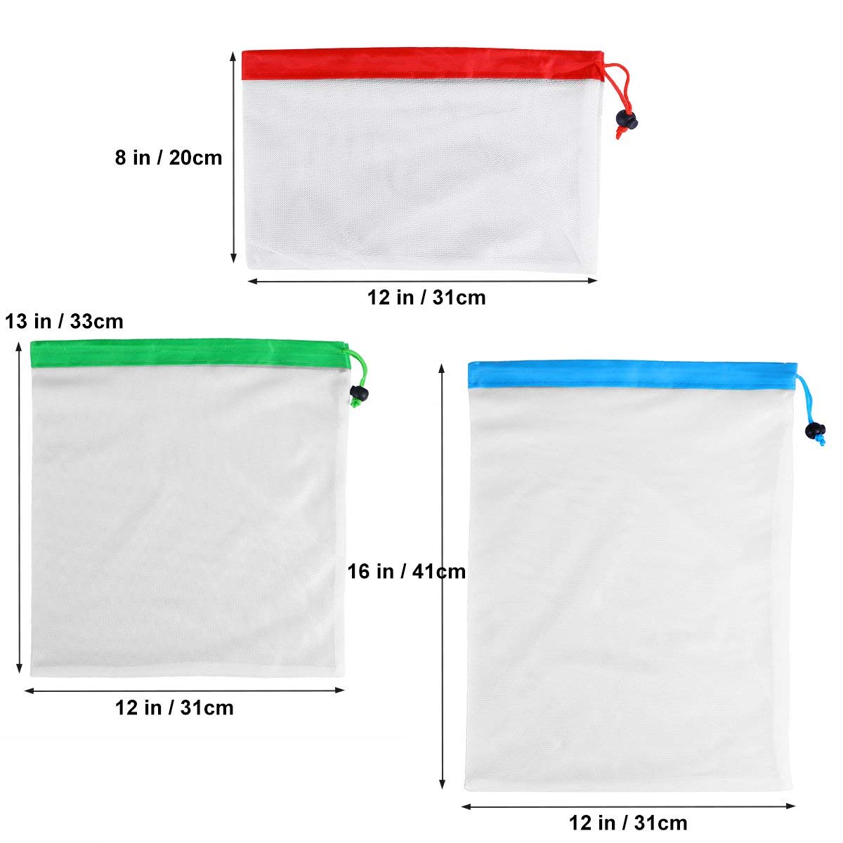 Dcos 12 Pcs Herbruikbare Mesh Produceren Bags Wasbare Eco Vriendelijke Tassen Voor Boodschappen Opslag Fruit Groente Speelgoed