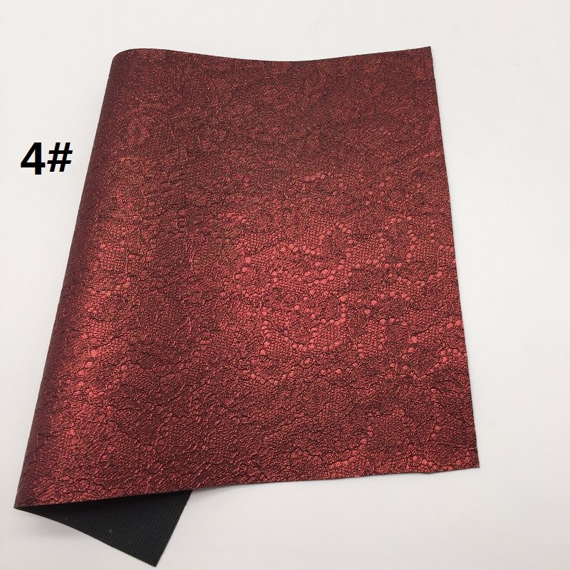 1PC 21X29CM Lace Embossed Faux Leather Fabric, Synthetic Leather Sheets, PU Leather For Making Bows LEOsyntheticoDIY T327A: 4