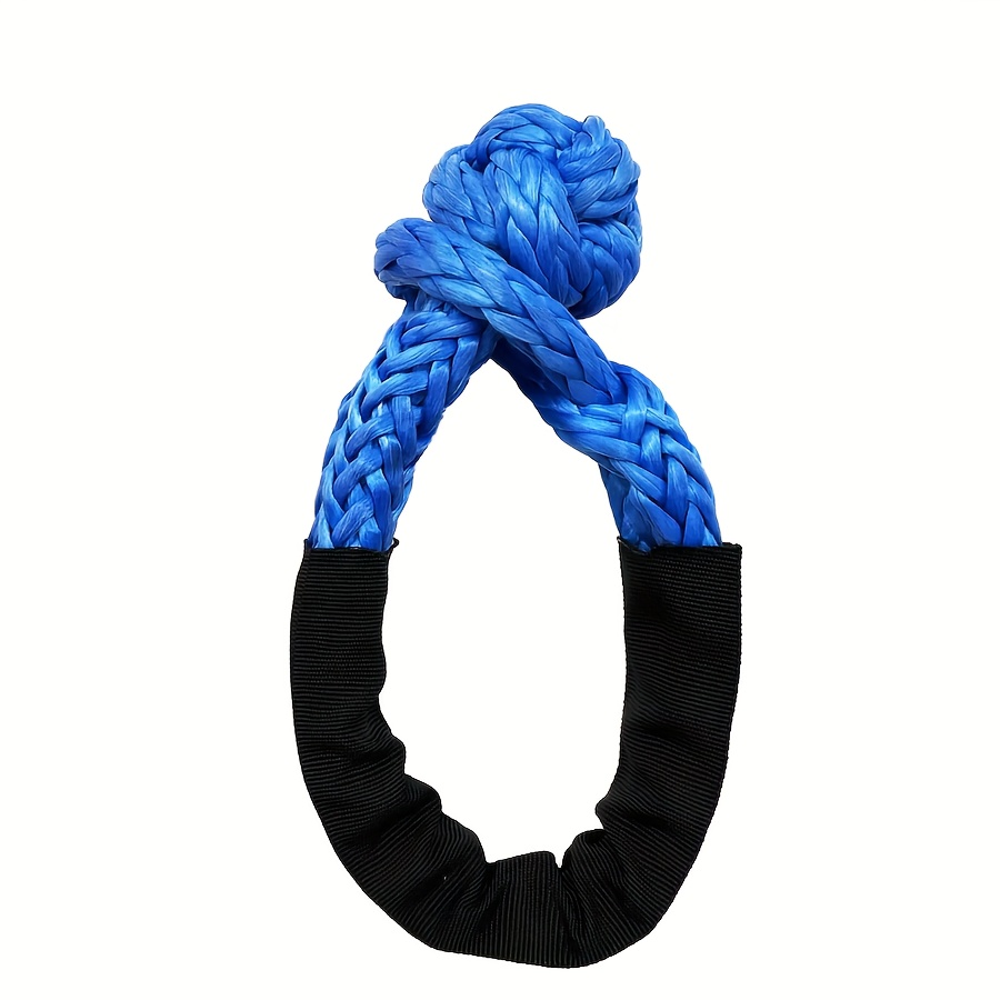 Crochet de remorque en corde à manille souple, crochet en forme de U, connexion souple, corde de remorque élastique tout-terrain, Traction universelle tressée: Bleu