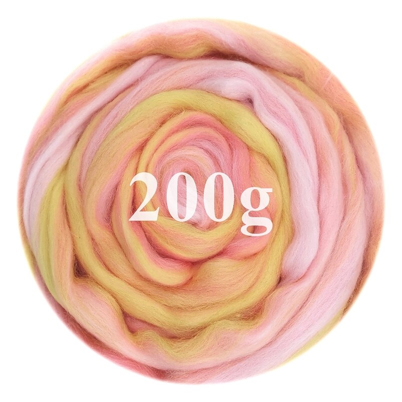 Lana de lana para fieltro en seco y húmedo, mezcla de lana merina para fieltro de aguja, Kit de materiales para costura (16), 200g