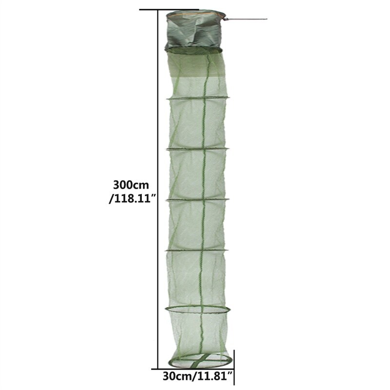 6 Sizes Fish Trap Foldable Fish Cage Fishing Net Small Large Mesh Nets Collapsible Keeping Network Durable HT49-0020: 30X300