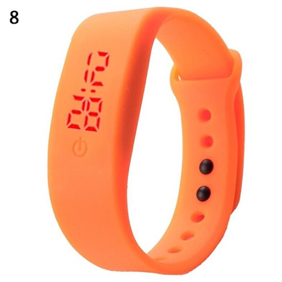 Sales! Aankomst Vrouwen Mannen Siliconen Band Band Digitale Led Display Armband Pols Sport Horloge: orange