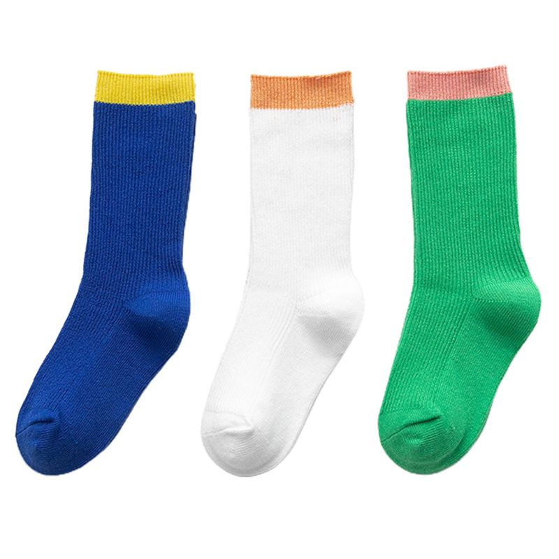 3 pares crianças inverno algodão tripulação meias neon doce cor com nervuras malha esporte meias gxmb