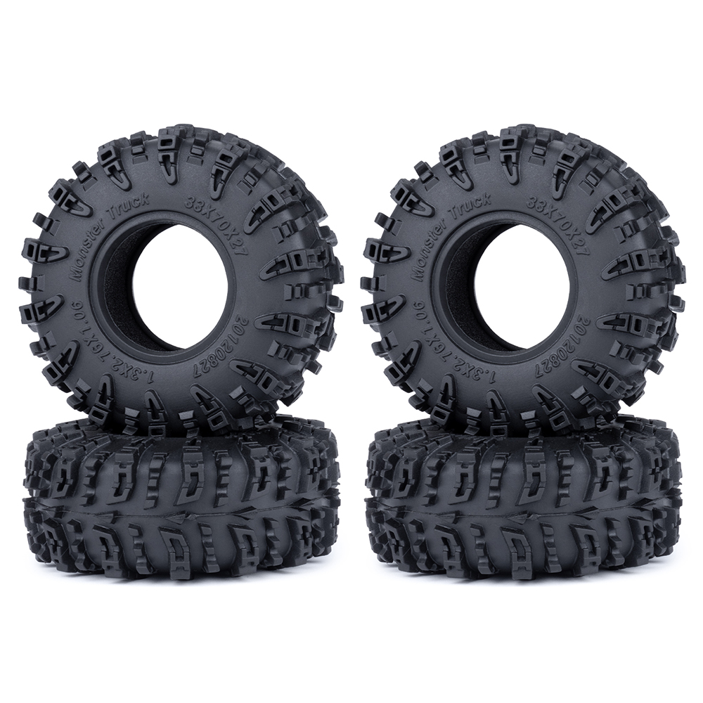AXSPEED 4 pièces 1.3 "pneus en caoutchouc, 1.1 pouces pneus de roue de Terrain de boue pour 1/18 1/24 Micro chenille TRX4M Axial SCX24 FMS FCX24 pièces: Rouge