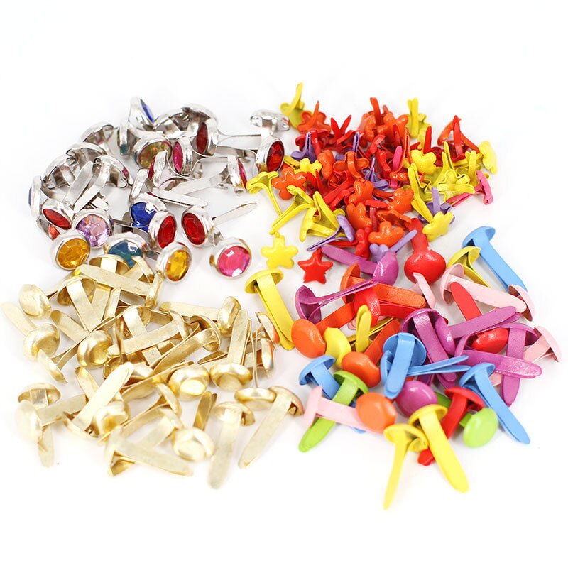 50pc runda metallbrickor scrapbooking dekorativa naglar barn handgjorda gör-det-själv-material utsmyckning fästelement hemhantverksmaterial