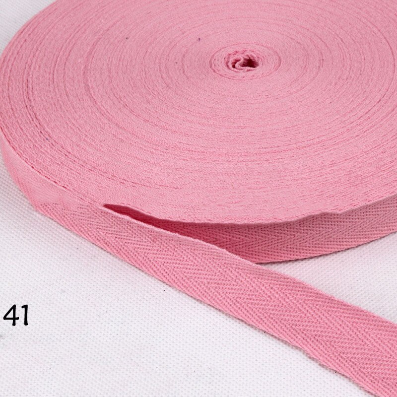 45Meters 10mm Cotton Herringbone Webbing Bias Binding Tape Bag Lable Ribbons for Wrapping Clothes Sewing Accessories DIY Craft: 41 pink