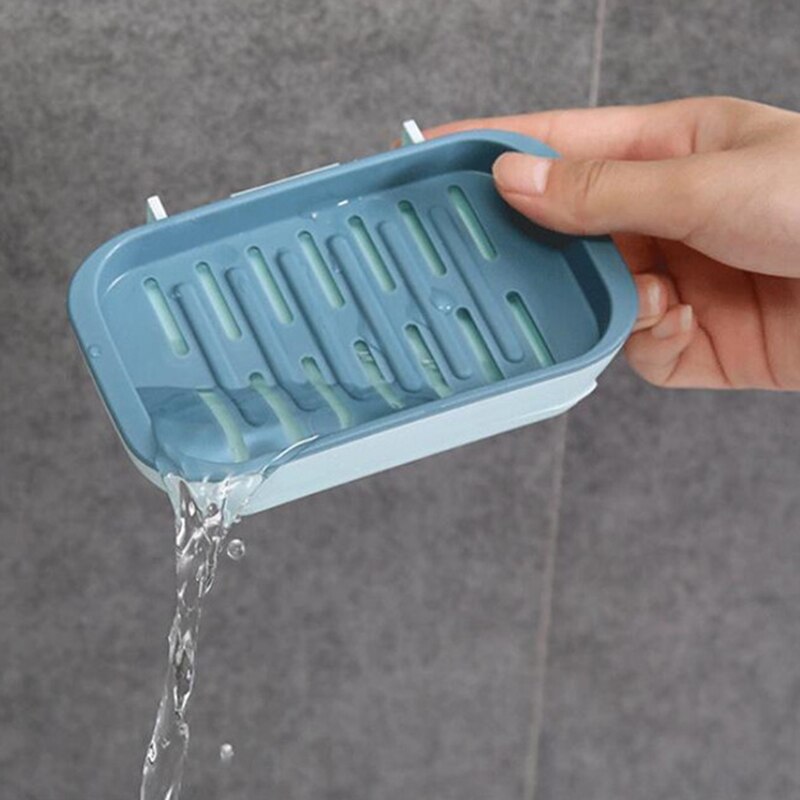Double Layer Soap Rack No Drilling Wall Mounted Soap Drain Holder Soap Dish Soap Self Adhesive Bathroom Accessories