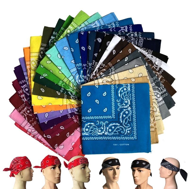 Unisex Katoen Bandana Sjaal Vierkante Bandana 55Cm * 55Cm Hoofddeksels Hip Hop Rock Meisjes Hoofddoek Hoofdbanden Haar accessoires