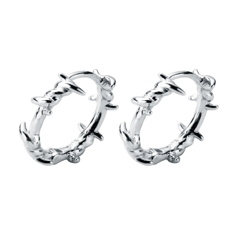 MloveAcc Reine 925 Sterling Silber Band Ohrring Stacheldraht S925 Ohrringe für Frauen Mädchen jugendlich Schmuck