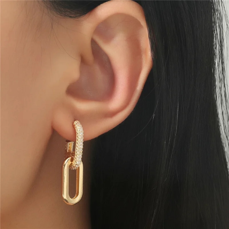 Retro oorbellen met zirkonia steentjes, goud- en zilverkleurige geometrische, onregelmatige ronde oorbellen voor dames en meisjes.: Bronzen