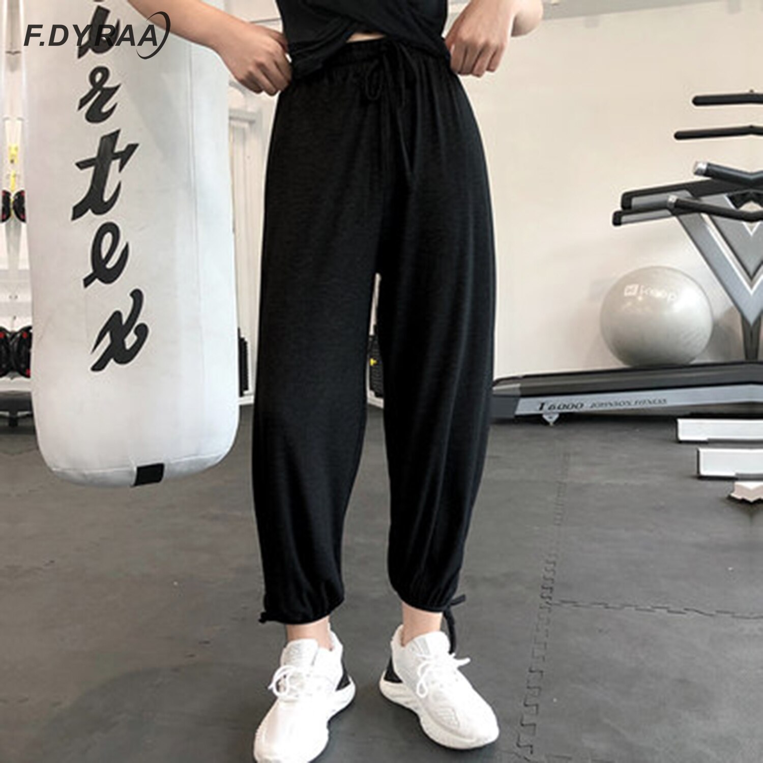 F.DYRAA Women's Terry Cotton Blends Loose Harem Pants High Elastic Waisted Sweatpants Stretch Oversized Trendy Sports Pants