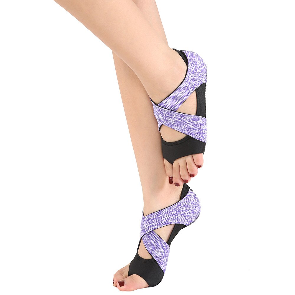 Yoga Shoes Women Gym Socks Stretch Flat Soft Non-Slip Indoor Pilates Ballet Dance Fitness Training Accessories: Purple / L