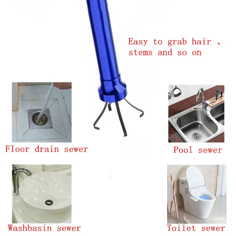 Magnetic Grapple Gripping Claw Flexible Home Toilet Gadget Pick Up Tool Sewer Cleaning LED Light Spring Rod Iron Stretchable