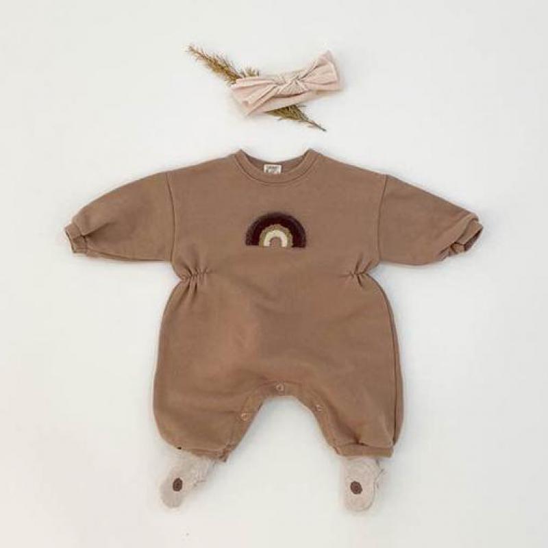 Pelele grueso y cálido para bebé recién nacido, ropa de invierno, forro de Cachemira, mono de manga larga de arco iris