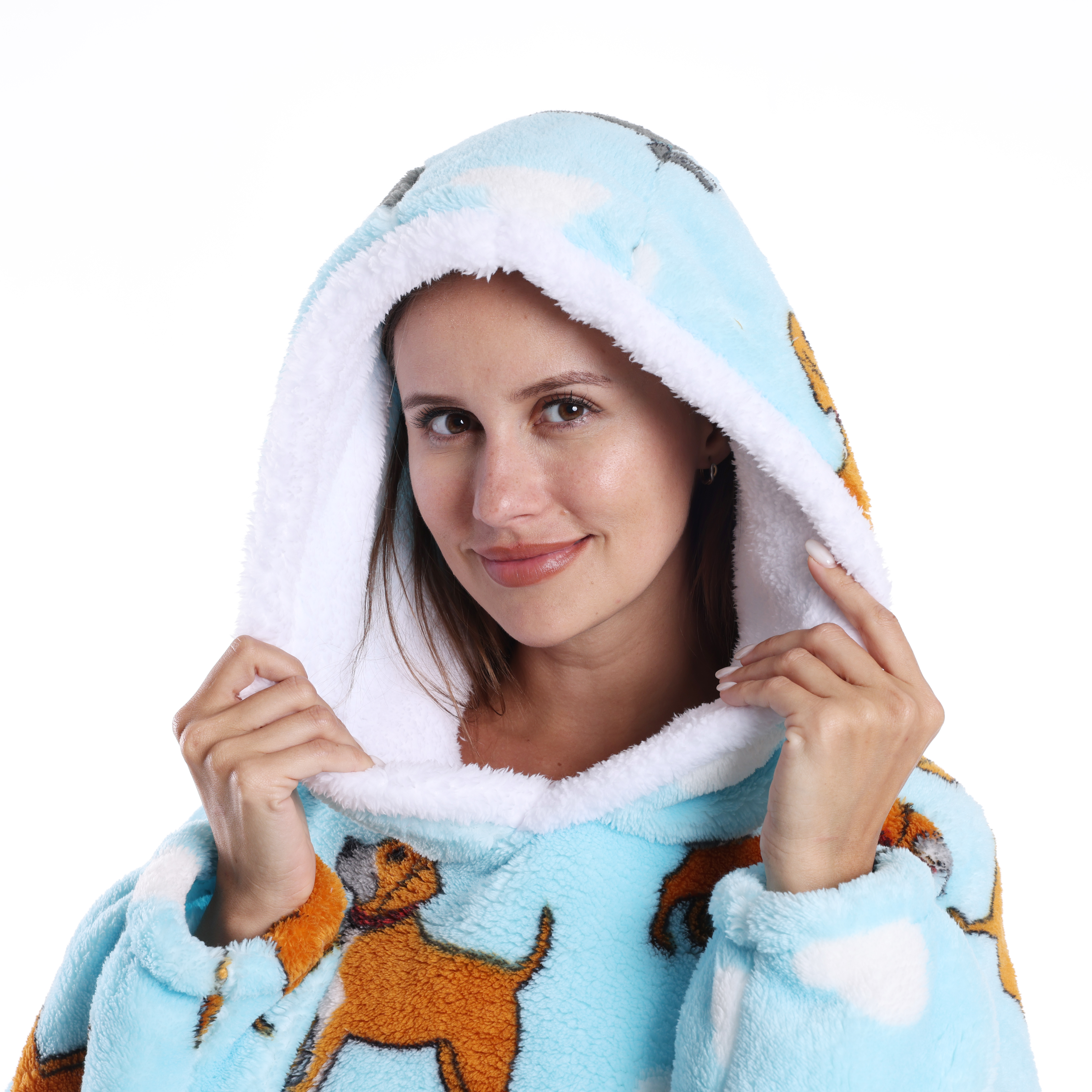 Winter Warm Fleece Fluffy Fuzzy Blanket Hoodie Thick Wearable Blanket Hooded Blanket for Adults Men Women Christmas