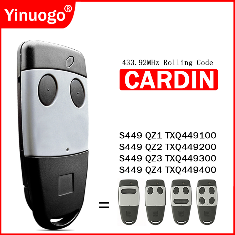 CARDIN S449 QZ4 QZ3 QZ2 QZ1 Télécommande de porte de garage 433,92MHz Télécommande de portail à code tournant Transmetteur d'ouverture de porte de garage