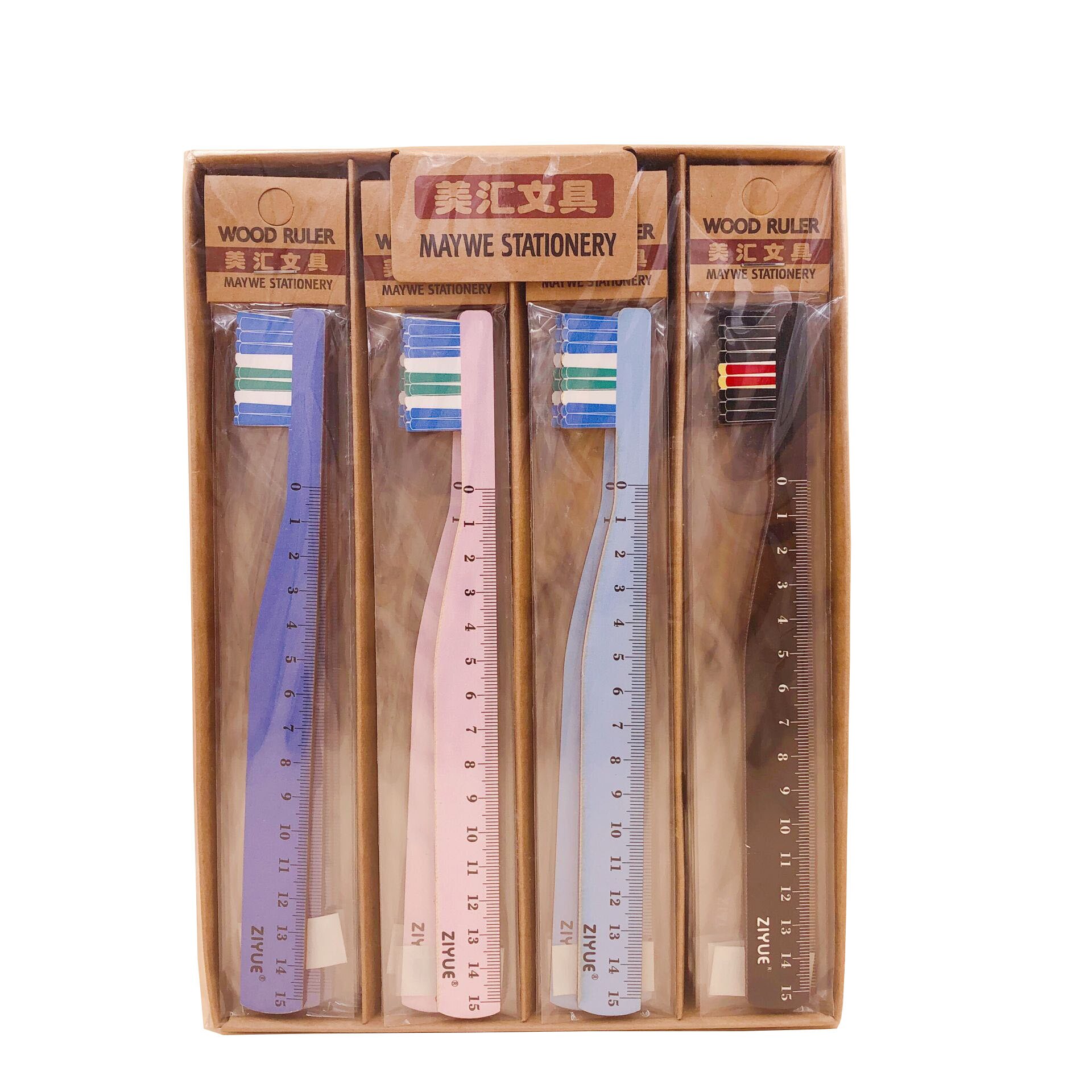 1pcs Wooden Straight Ruler 15 Cm Donuts / Crocodile Kawaii Animal Drawing Ruler School Office Stationery: toothbrush