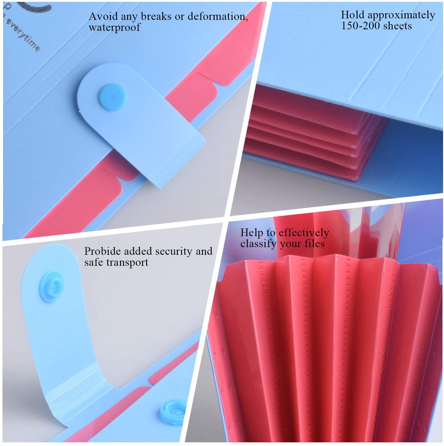 Expanding File Folders 5 Pockets Document Organizer A4 Letter Size Plastic File Folder with Labels Document Holder