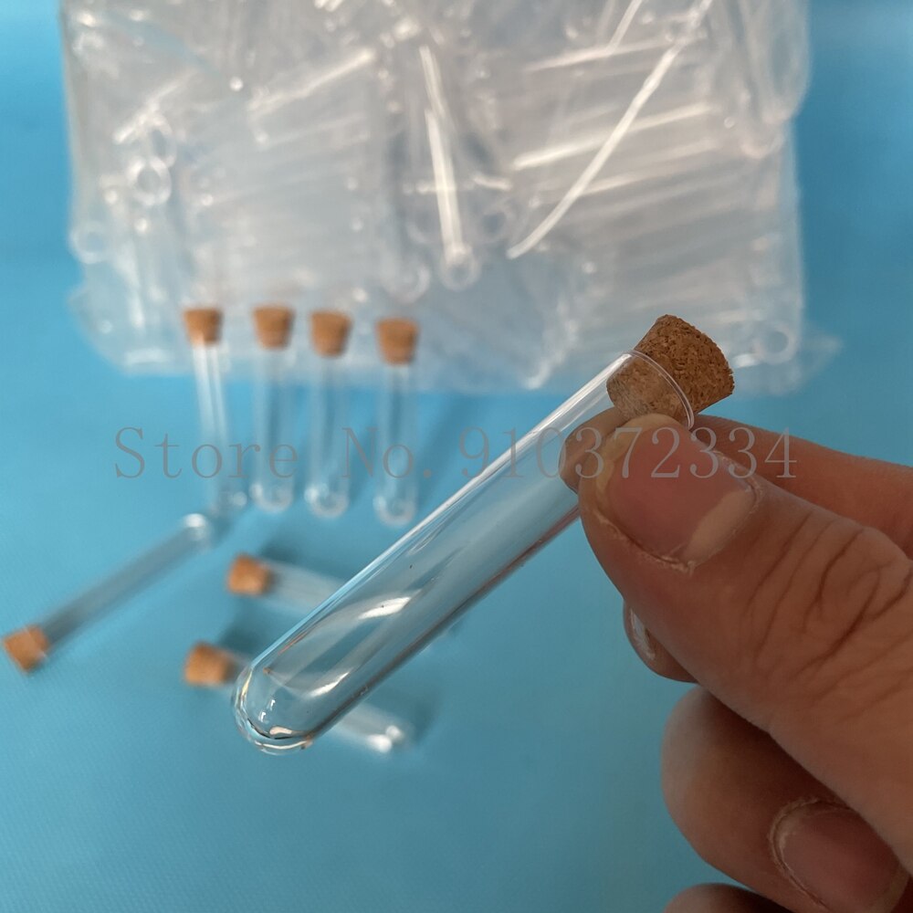 Tubes à essai en plastique Transparent avec bouchons, bouteille de bonbons de fête à fond rond, flacon de mariage, 100 pièces, 12x60mm