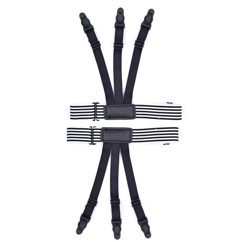 Women Shirt Garters Elastic Nylon Shirt Clip adjustable Clip de camisa Shirt Stays Garters Holders Resistance 1pair 5colors: White black Stripes