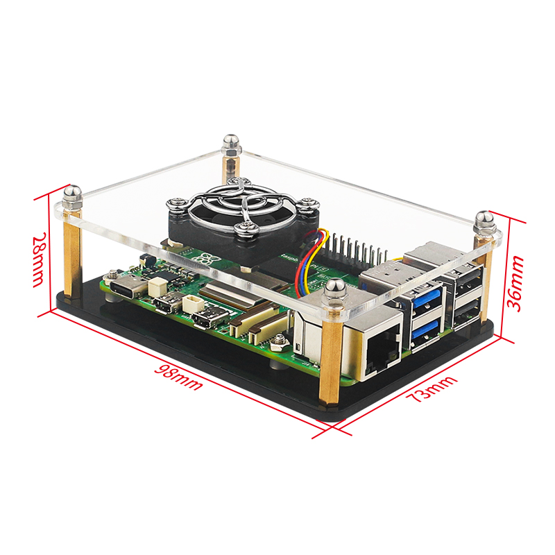 Raspberry Pi 5 Acrylic Case Transparent Shell with PWN Cooling Fan Stackable Plate Case for RPI 5 Pi5 Cluster DIY Electronic