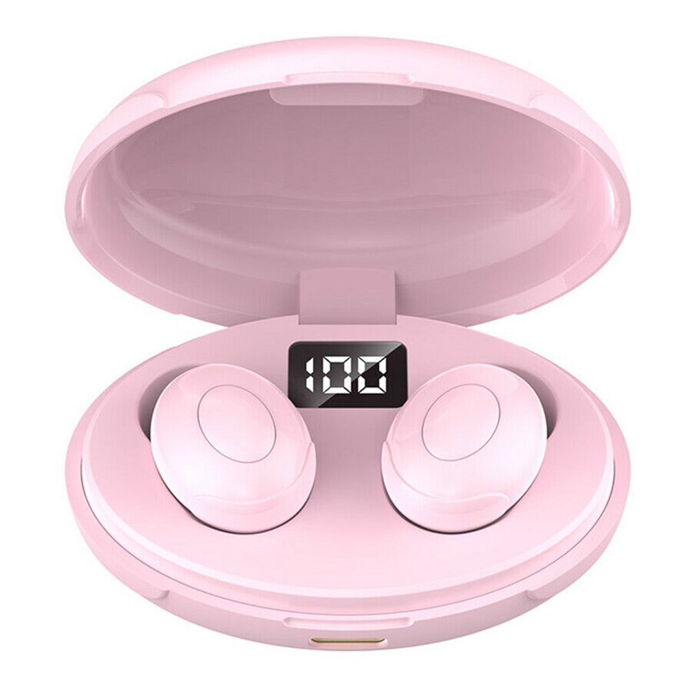 T5 Wireless Headset Batterij Display Draadloze Binaural Stereo Headset Draagbare Waterdichte Sport Headset: Pink