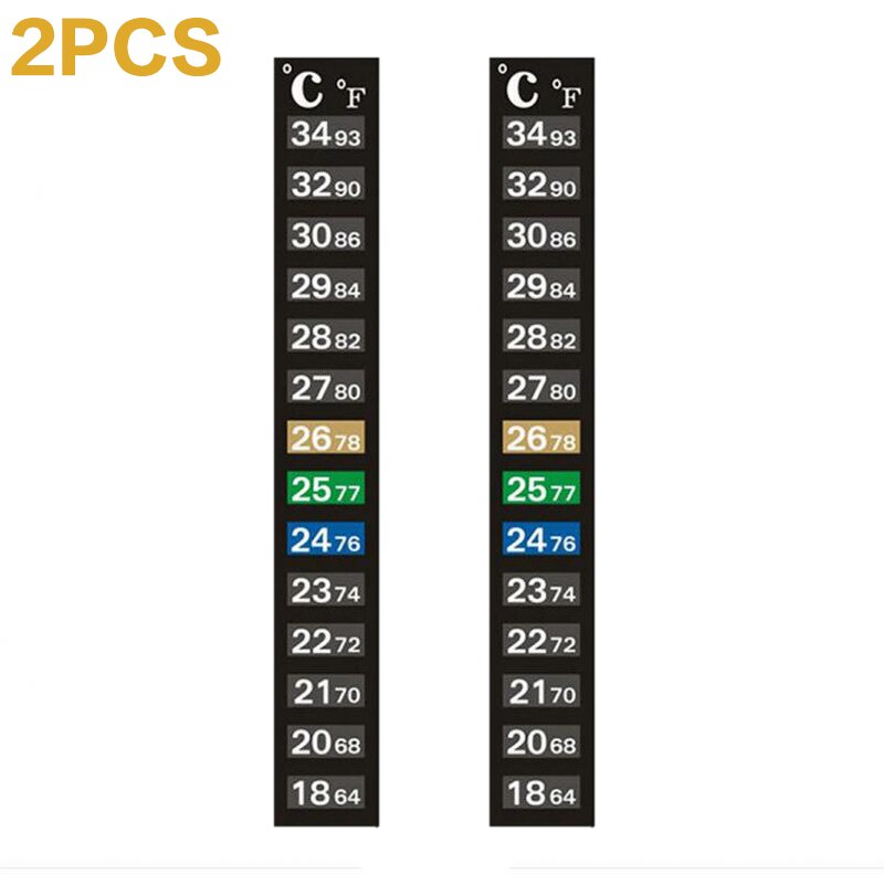 1-5pcs Aquarium Fish Tank Thermometers Strip Stick-on Discolor Thermometer Temperature Sticker Adhesive Sticky Dual Scale 18-34: 2pcs