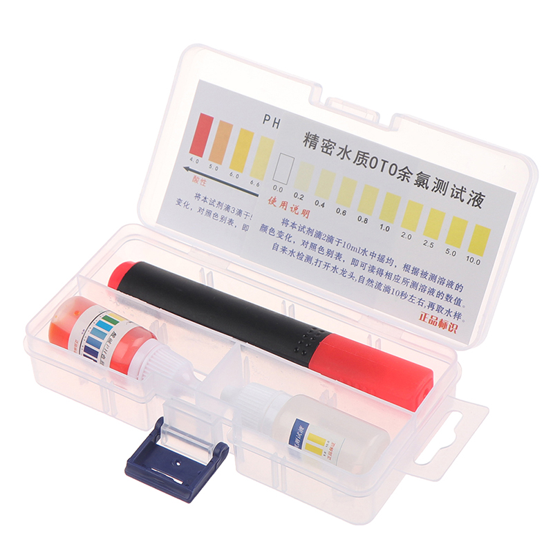 1 Set Water Test Kit Reagent Ph Chlorine Testing Pen Swimming Pool Hydroponics tester for Aquarium Fish Tank