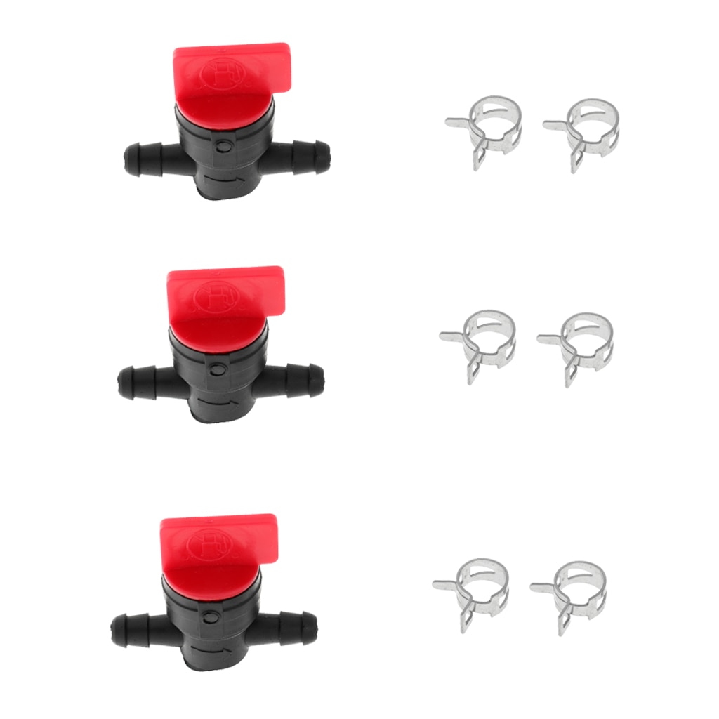 3pcs Fuel Gas Hose Inline straight Cut Shut On Off Valve for Riding Mower