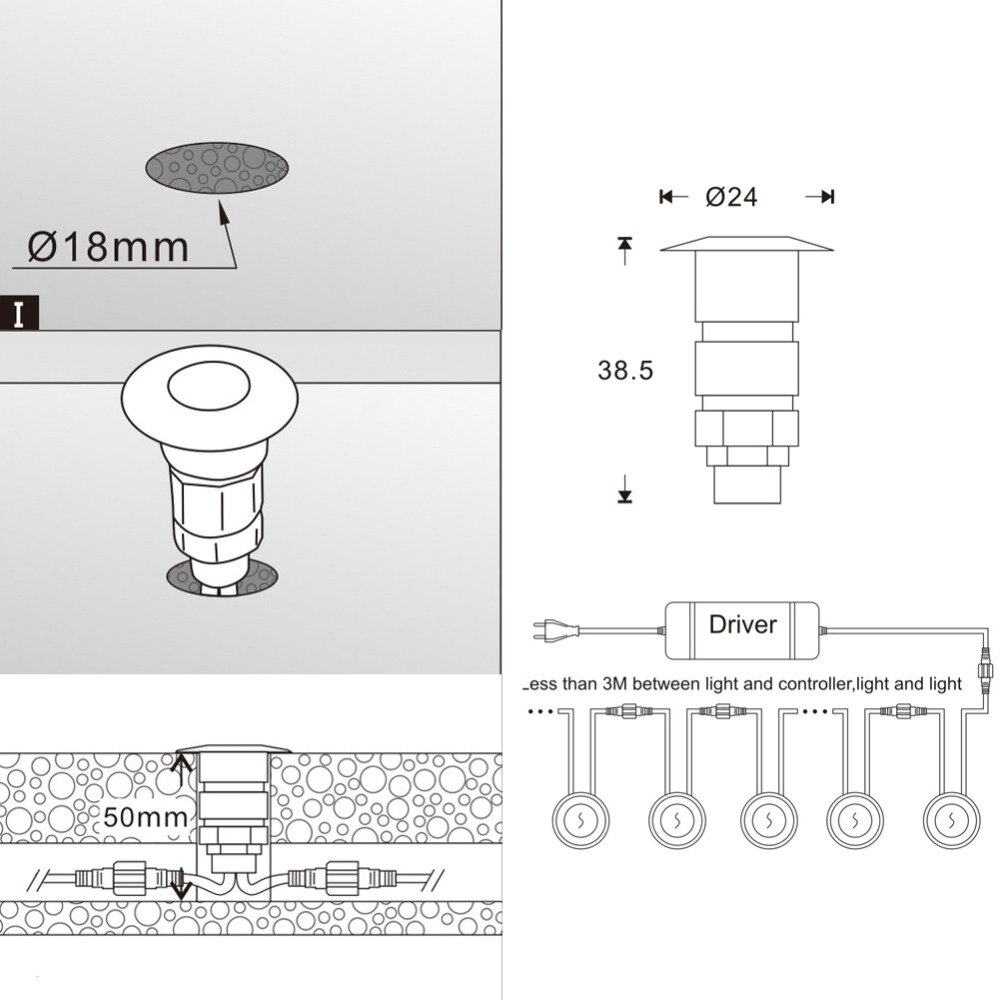 3000k 6000k vattentäta  ip67 skymningsled däckslampa för trädgård lågspänning 12v golvlampor aluminiumlaminat för uteplats asfaltläggare mordern