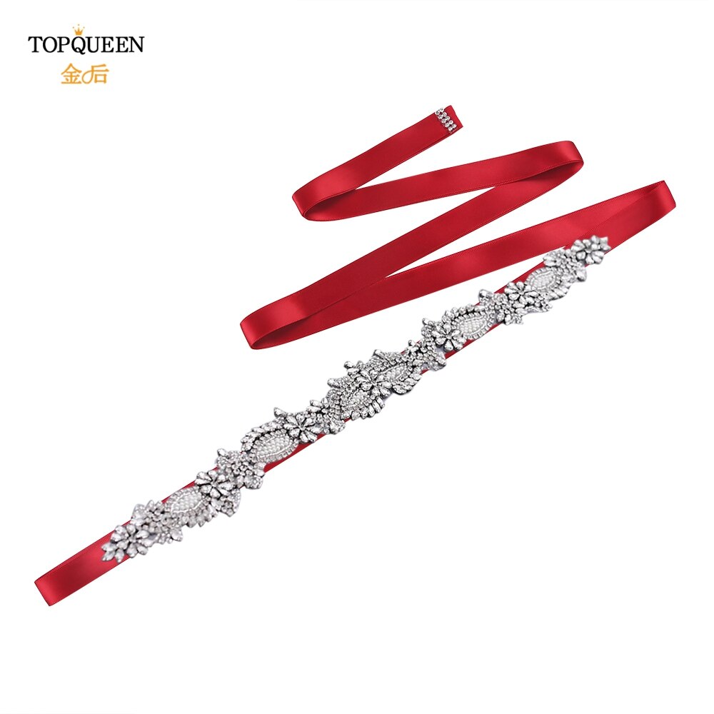 Topqueen  s481 brudekjole bælter og skærper elfenben brudepige kjoler bælte rhinestone beaded bælte brude bælte champagne bælte: Rødvin