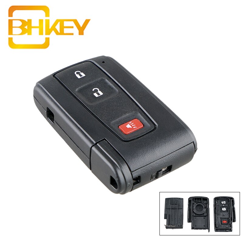 Bhkey för toyota nyckelskal 2/3 knappar bil fjärrnyckel fob fodral för toyota prius 2004 smarta bilnycklar skal leksak 43 blad: 3 knappar