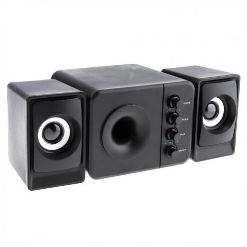 USB 2.1 Subwoofer Desktop Speaker with 3.5mm Audio Plug for PC Laptop Cellphone: Black