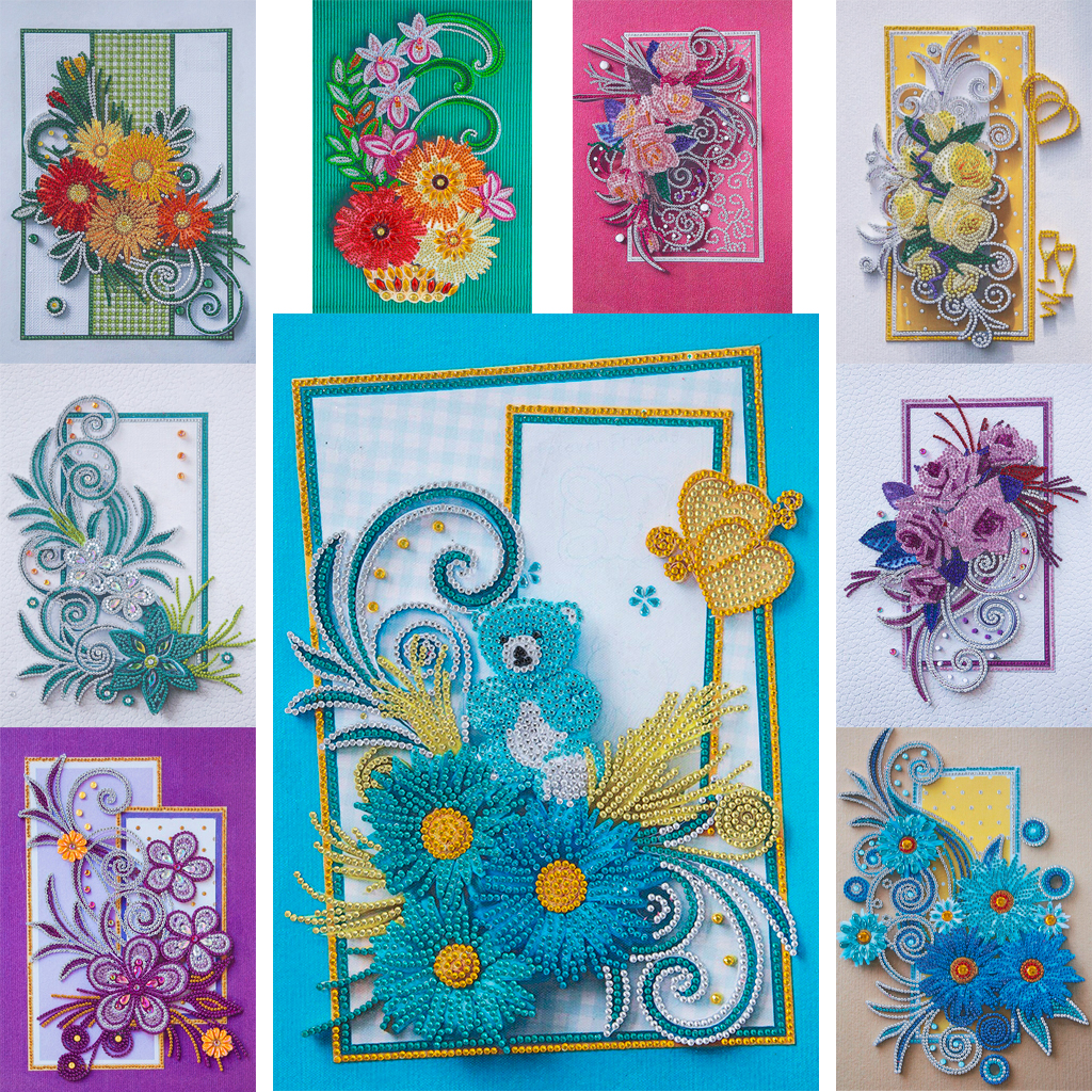 5d diamant maleri blomst serie sæt gør-det-selv papir quilling maleri billede specialformet bor diamant maleri indretning kunst håndværk