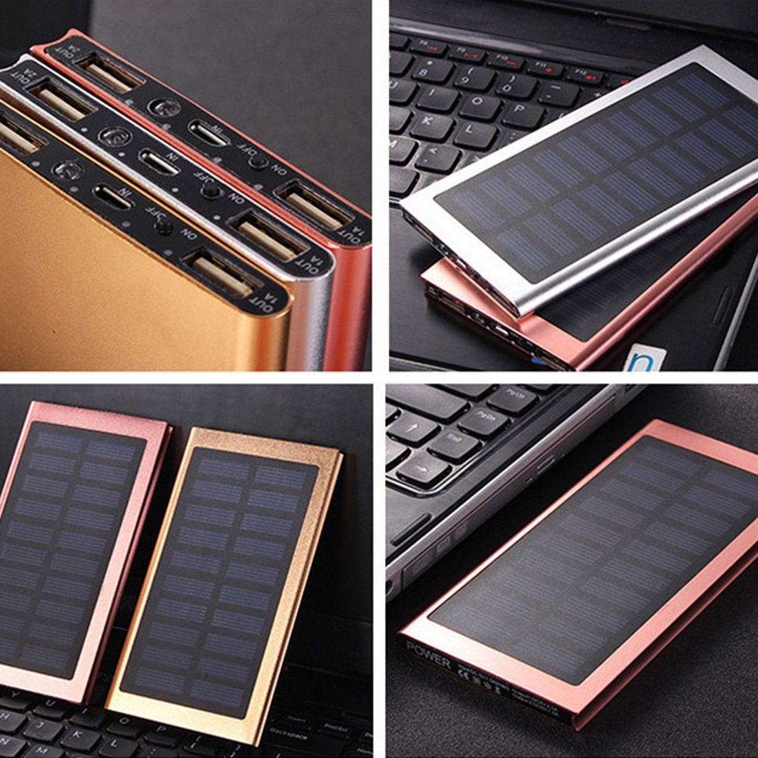 Solar Power Bank Dual USB Output 20000mAh Ultra-thin Solar Mobile Power External Polymer Battery Charger Outdoor Light Powerbank