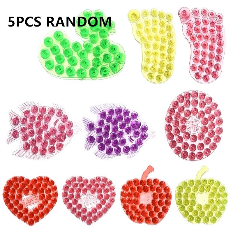 1/3/5Pcs Sterke Dubbelzijdige Vacuüm Sucker Magic Plastic Sucker Leuke Badkamer Items Zuig Standhouder bad Speelgoed Willekeurige Kleur: 5PCS